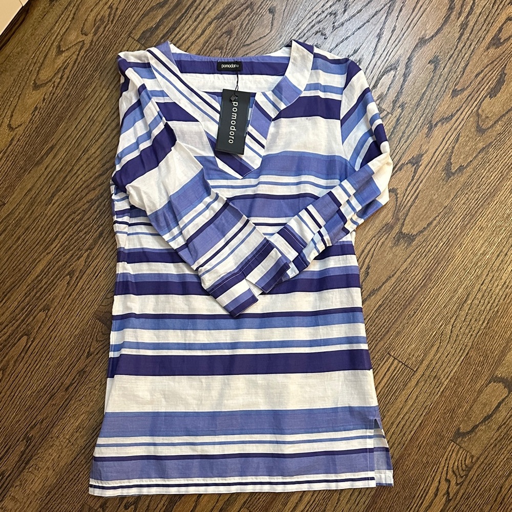 Pomodoro Women's Striped Blue and White coverup